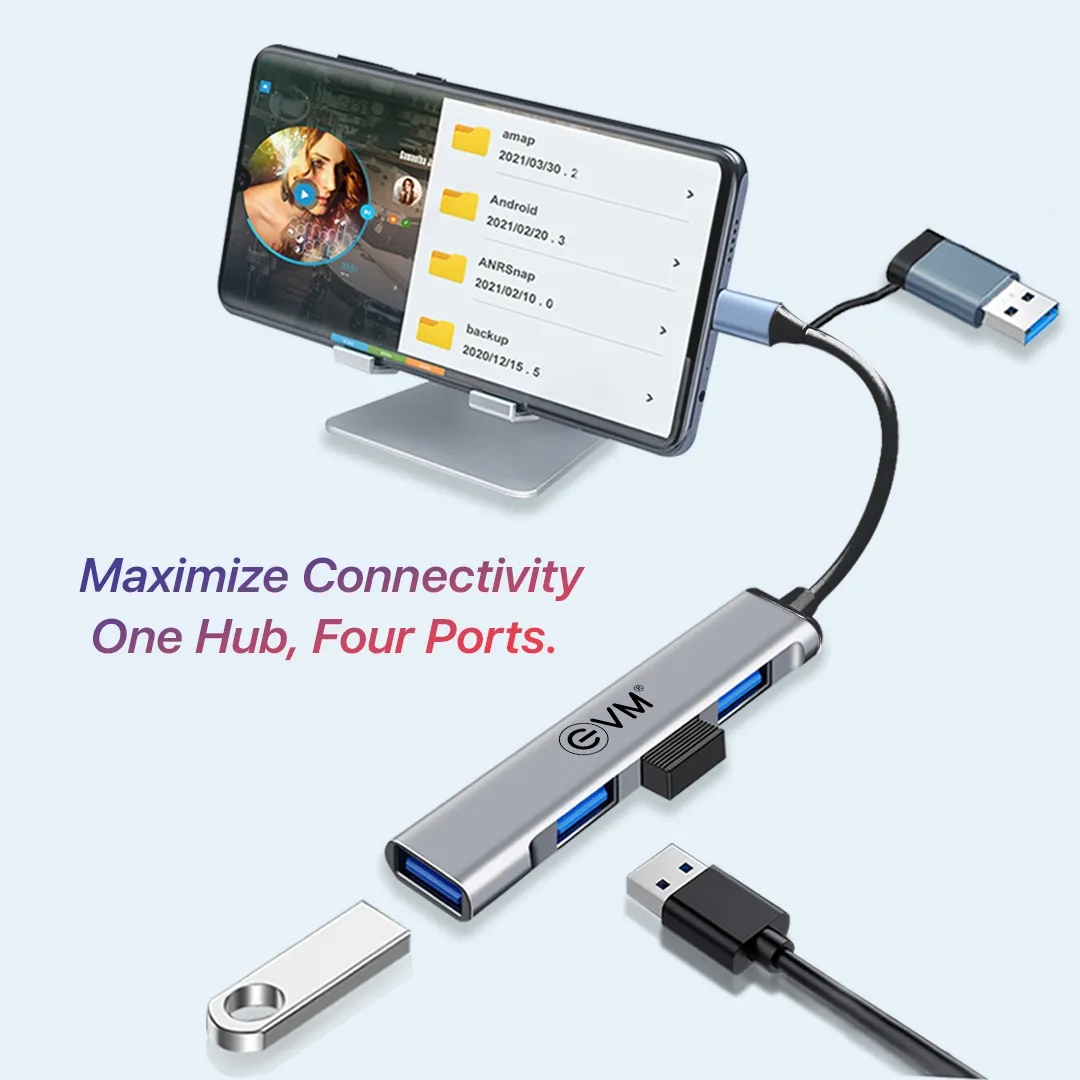 EVM Type-C+USB to USB Hub 4 Port USB 3.0 (CU4HP) view 3